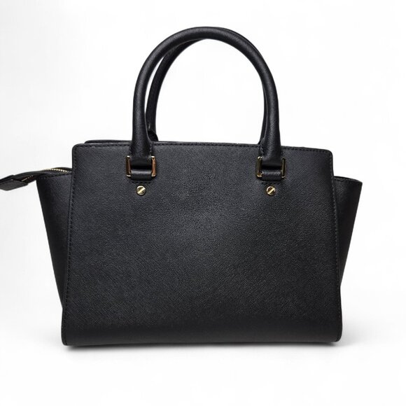 Michael Kors Selma Saffiano Small Satchel Bag Gold Trim - Picture 2 of 10